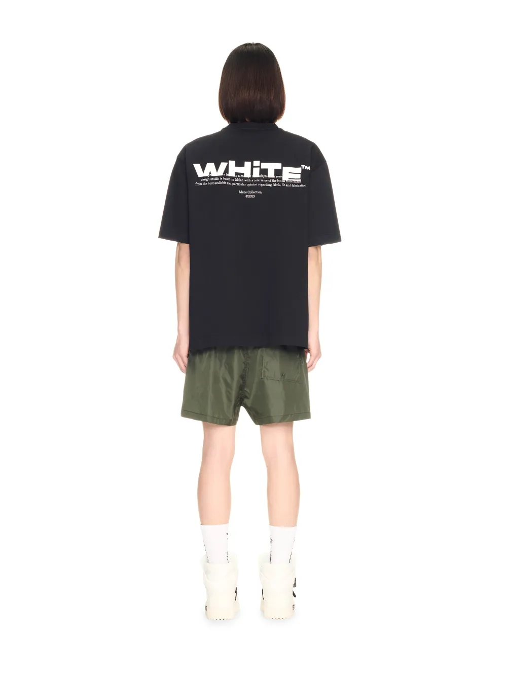 GREEN OFF STAMP SWIM SHORTS