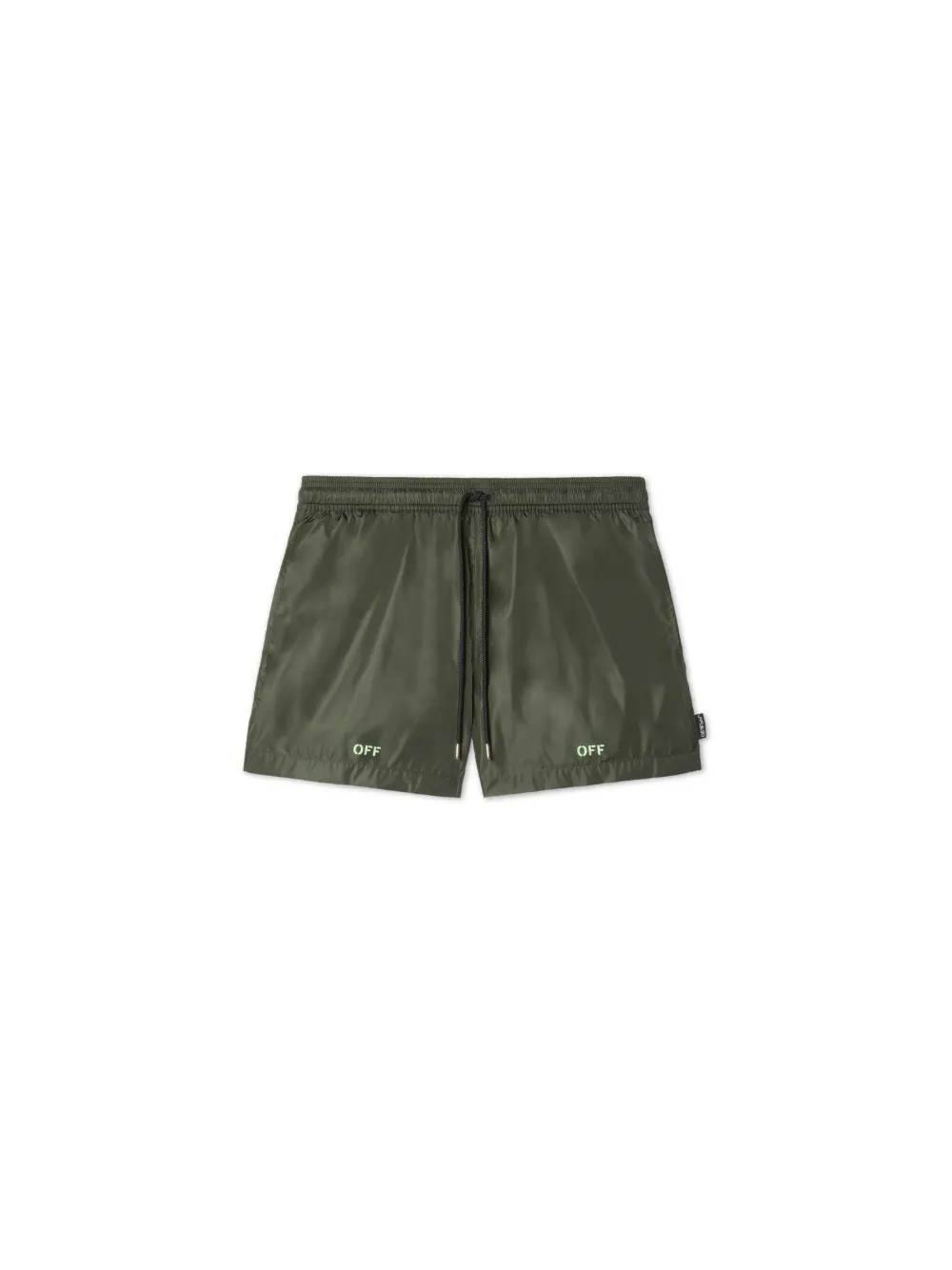 GREEN OFF STAMP SWIM SHORTS