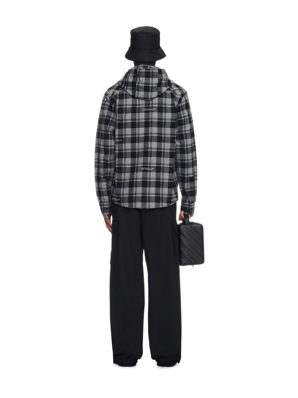 GREY CHECK FLANNEL HOODED SHIRT in grey Off White Official US