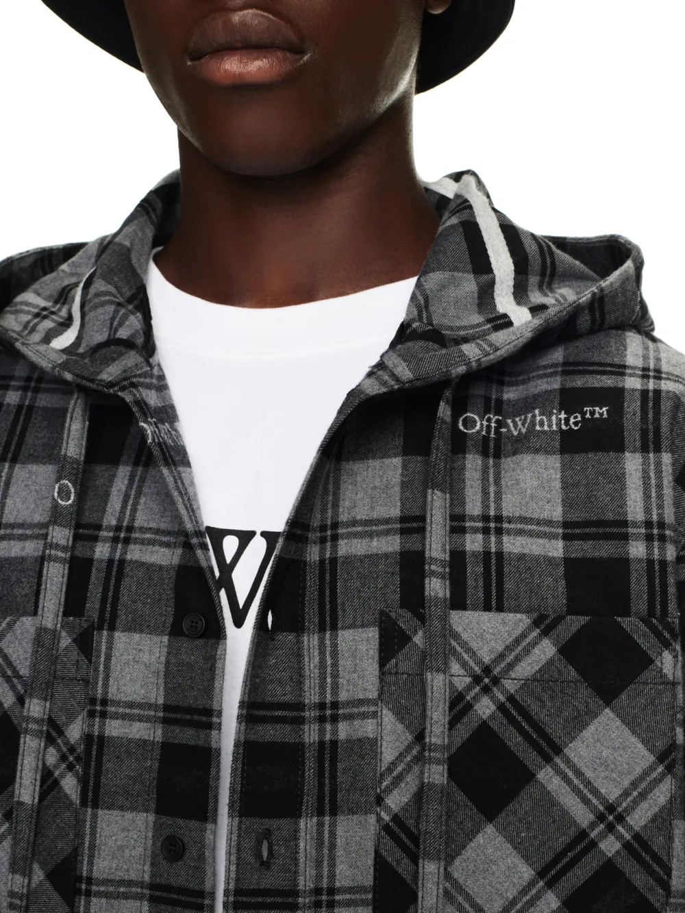 Off white hooded flannel on sale