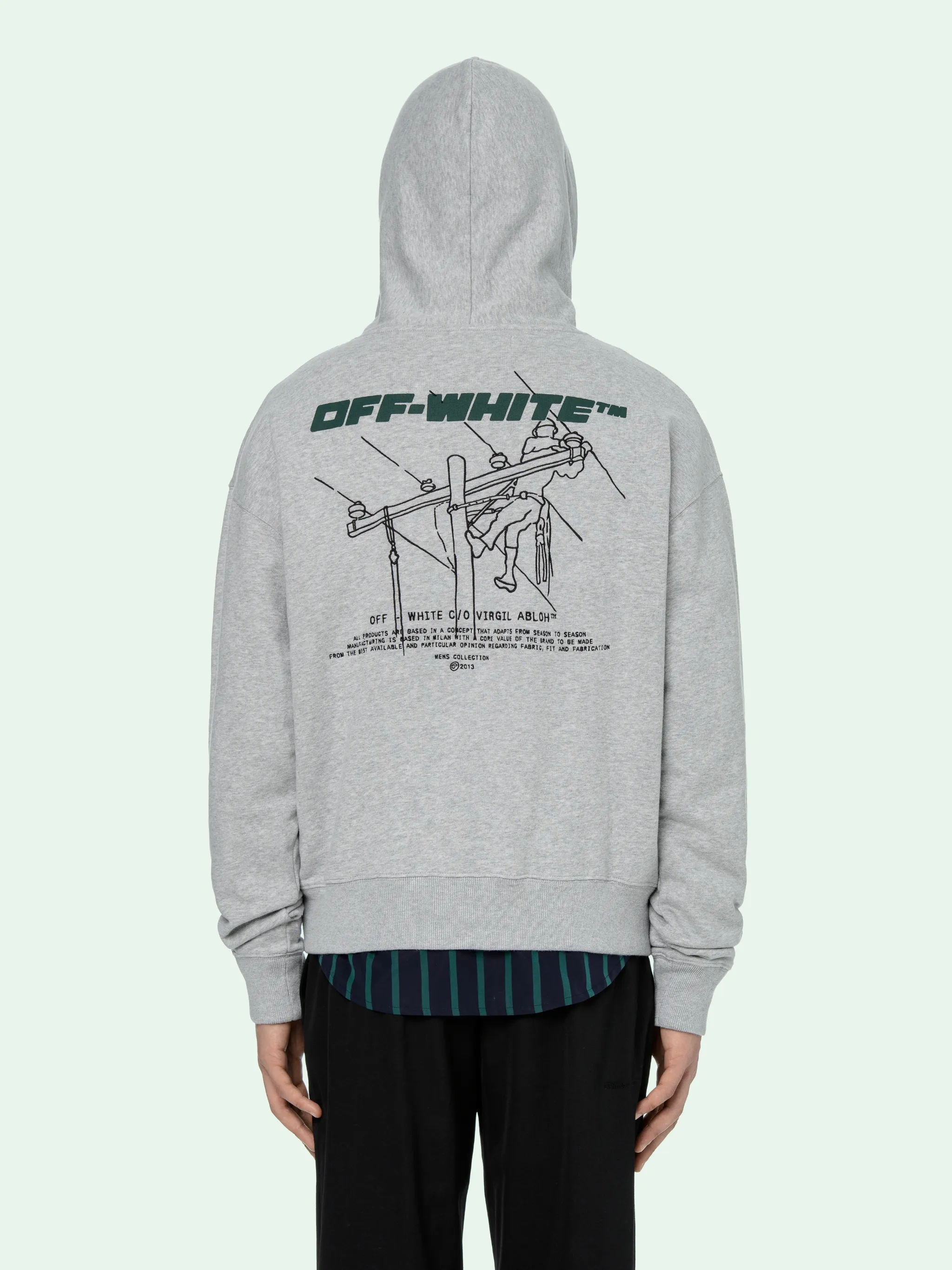 off white trellis worker hoodie
