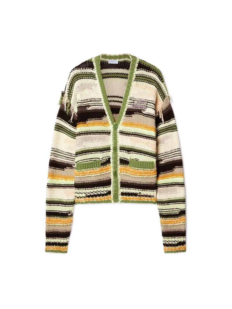Grüner StrickCardigan in Premium-Qualität mit Streifen