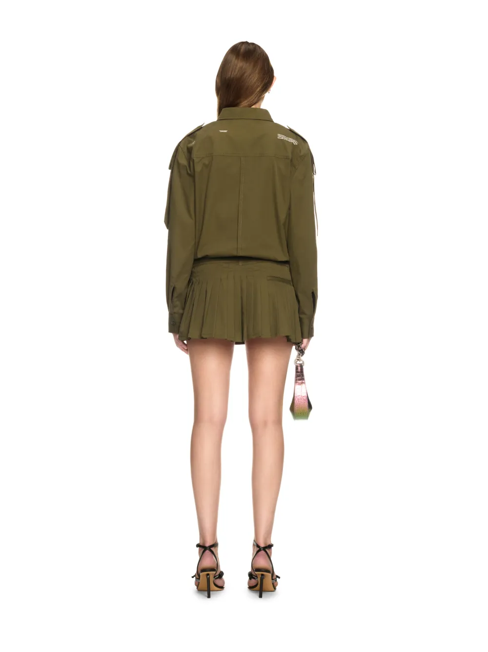 Grünes Savana Baumwoll-Mini-Kleid