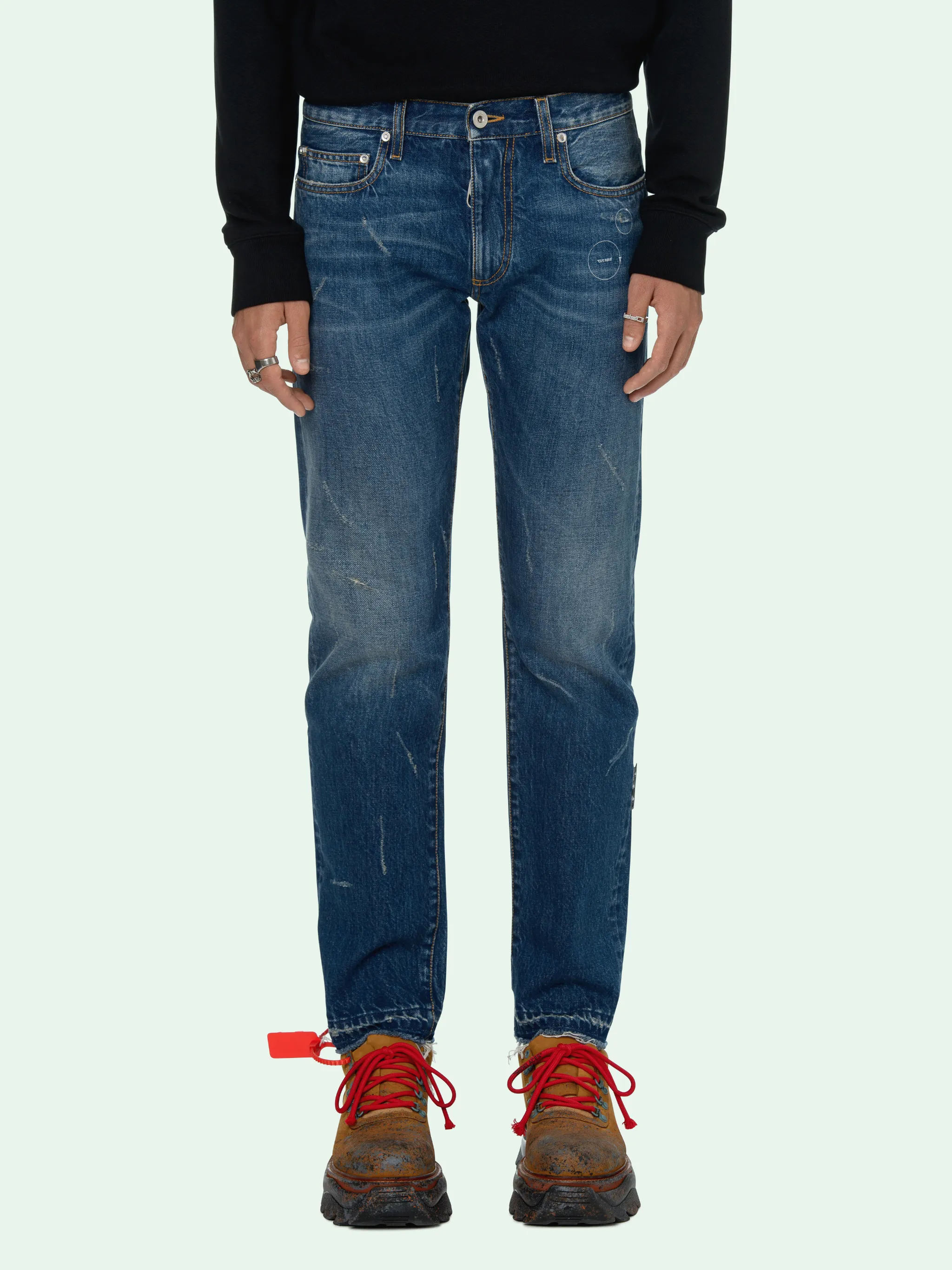 off white distressed jeans