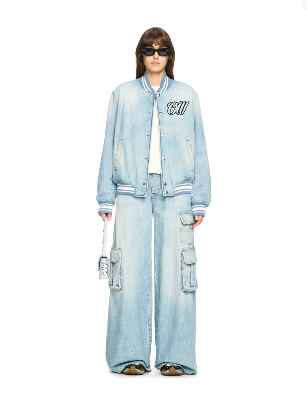 Helle blaue Denim Cargo-Hose mit weitem Bein