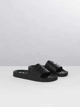 Off white factory brand pool slides (black)