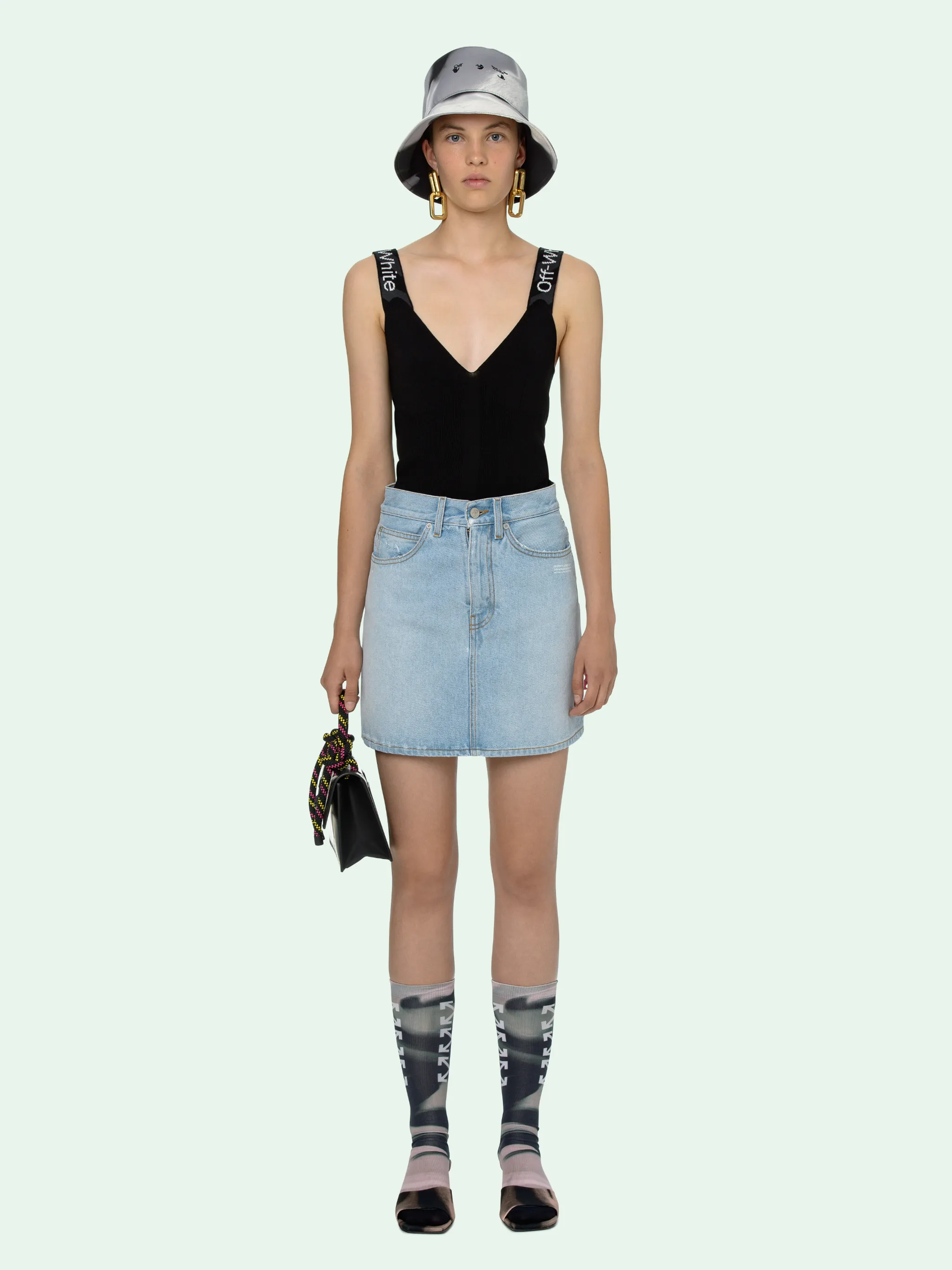 off white denim skirt