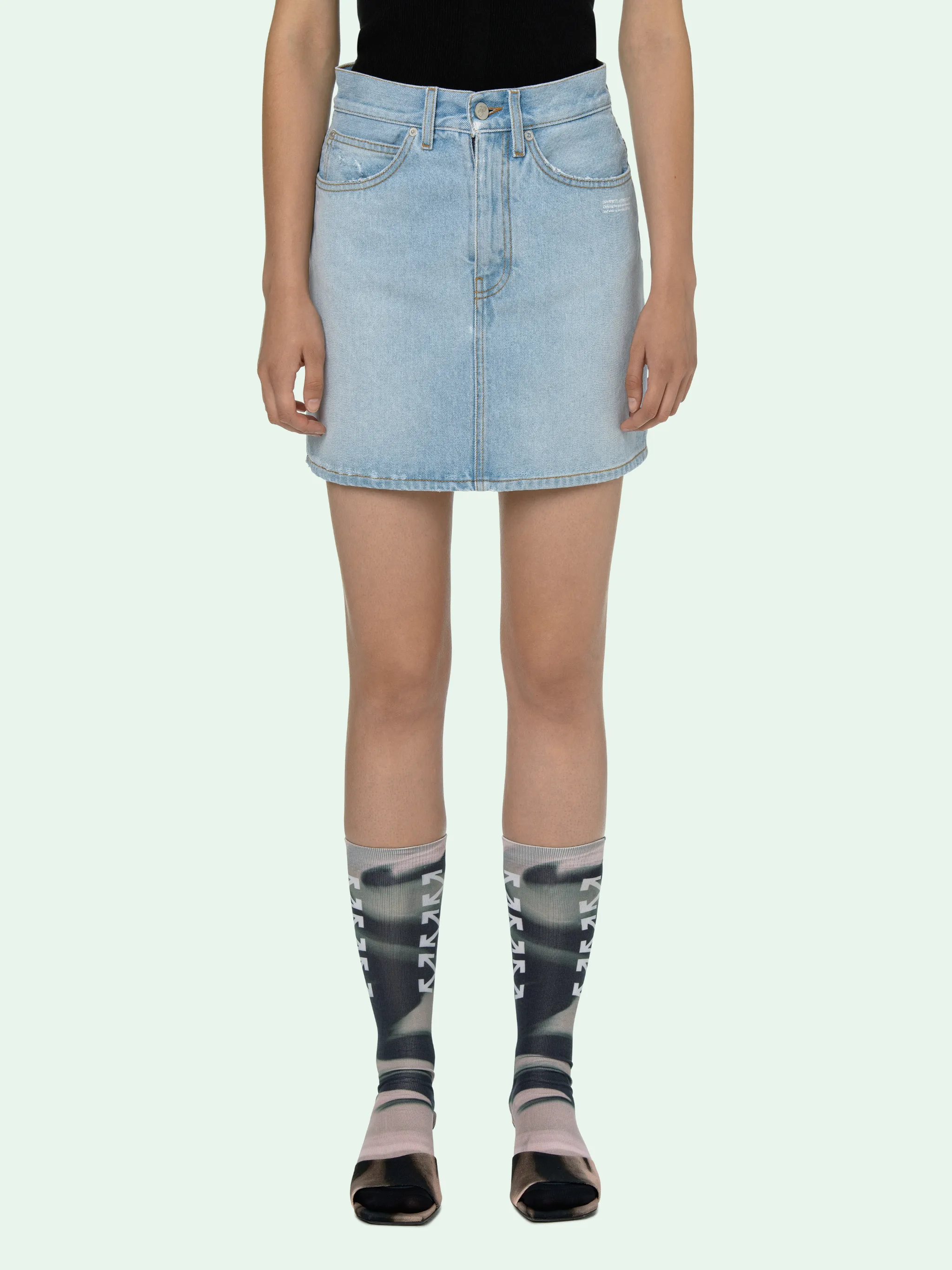 white high waisted mini skirt