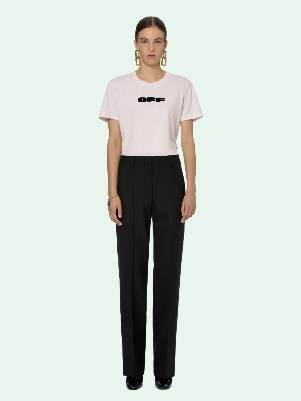 off white high waisted pants
