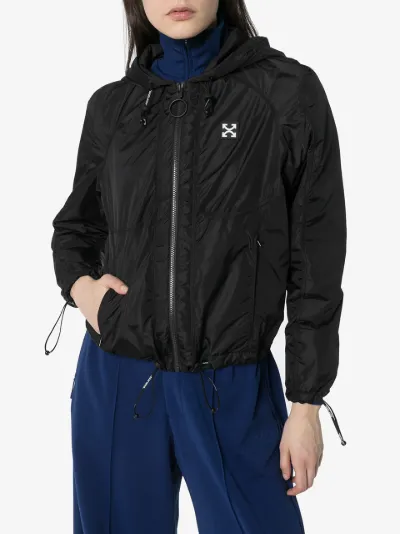 white hooded windbreaker