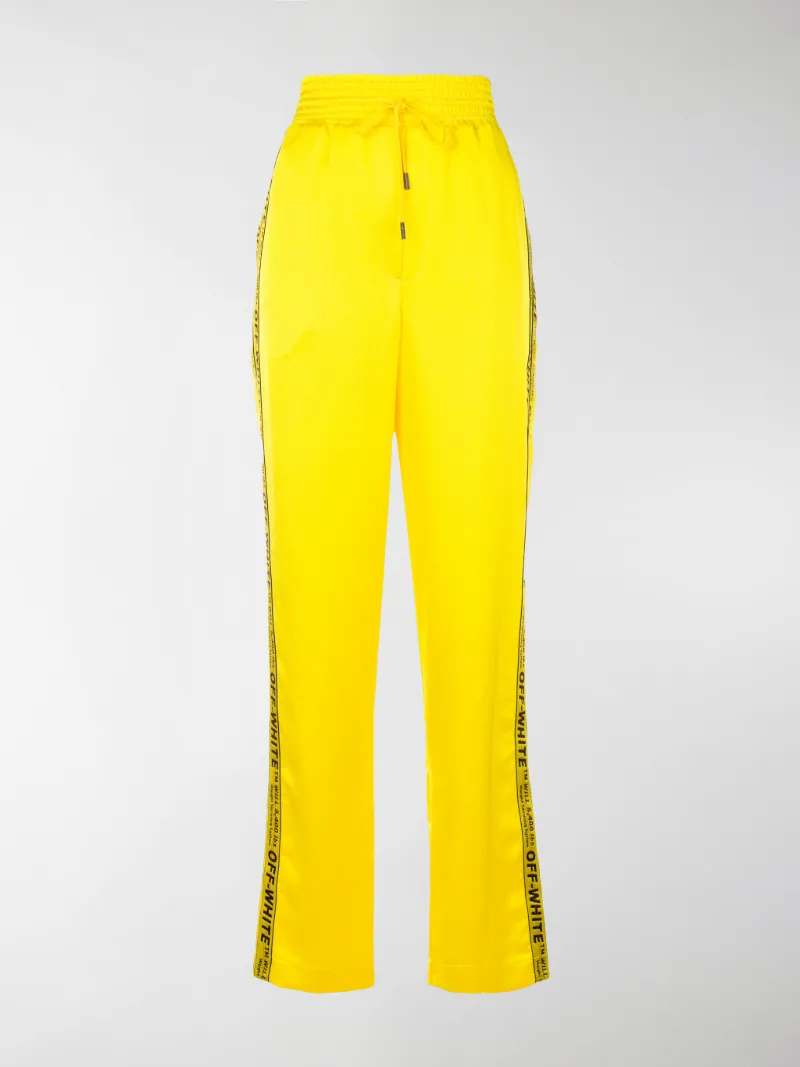 off white pants yellow stripe