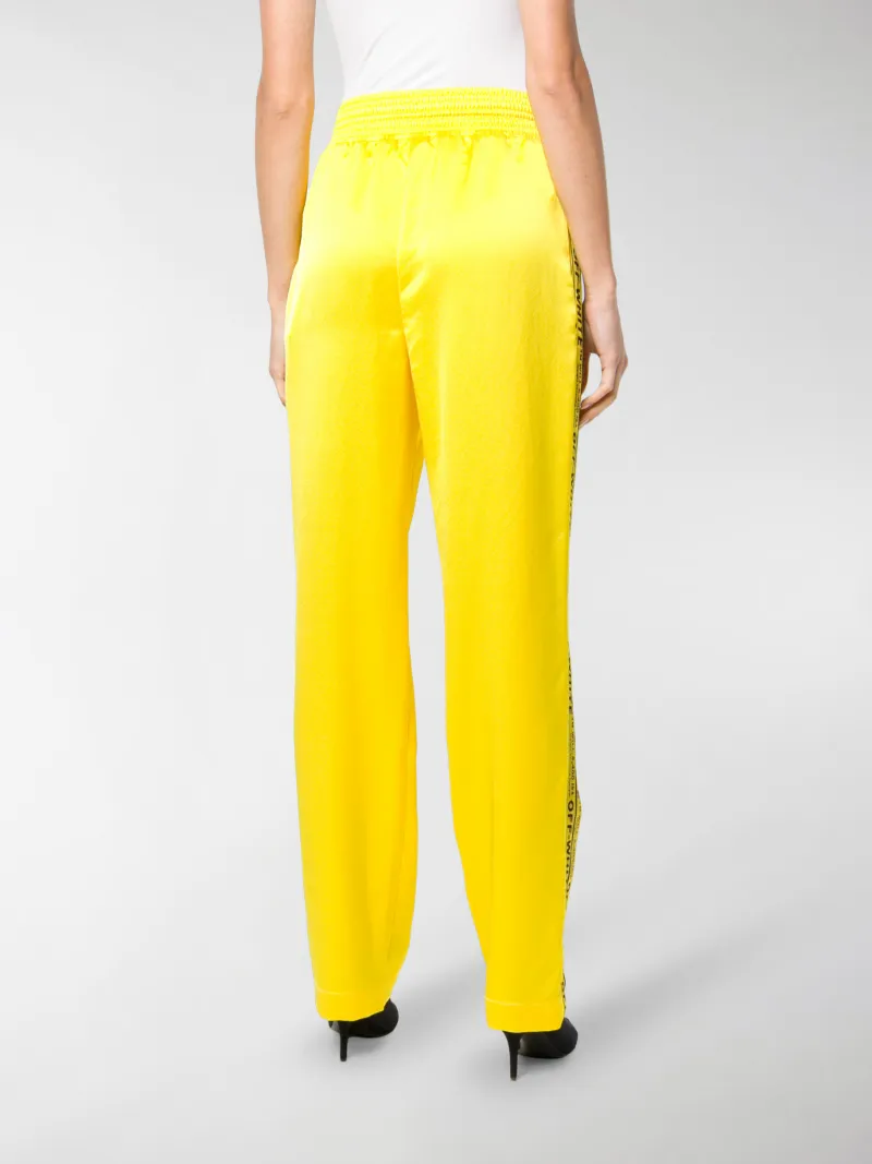 off white pants with yellow stripe