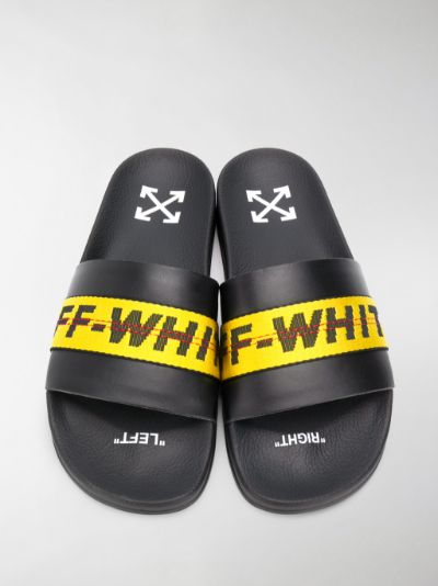 off white striped slides