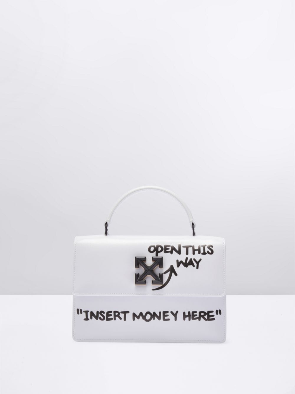 Off-White Black Leather Jitney Cash Inside Crossbody Bag Off