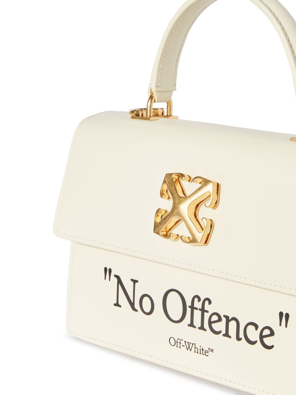 Off-white Jitney 1.4 Quote Leather Top Handle Bag In Black White