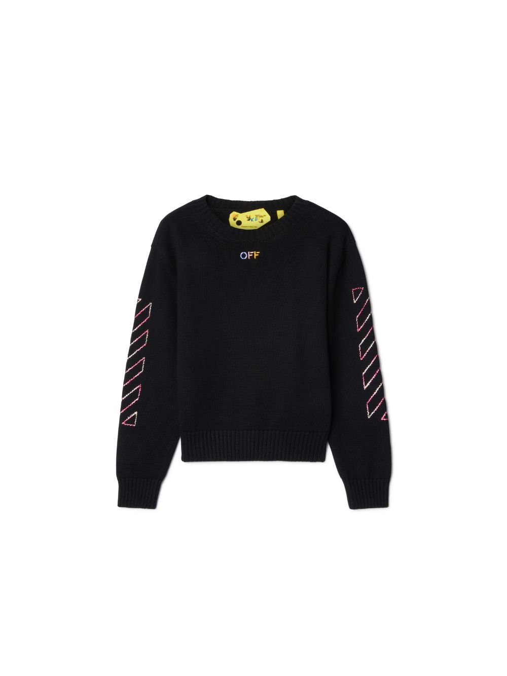 Arrow Rainbow Knit Crewneck in black Off White Official GB