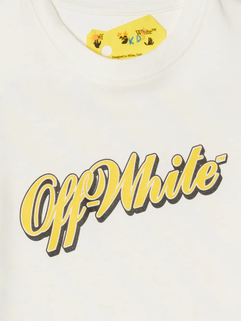 yellow and white baseball tee