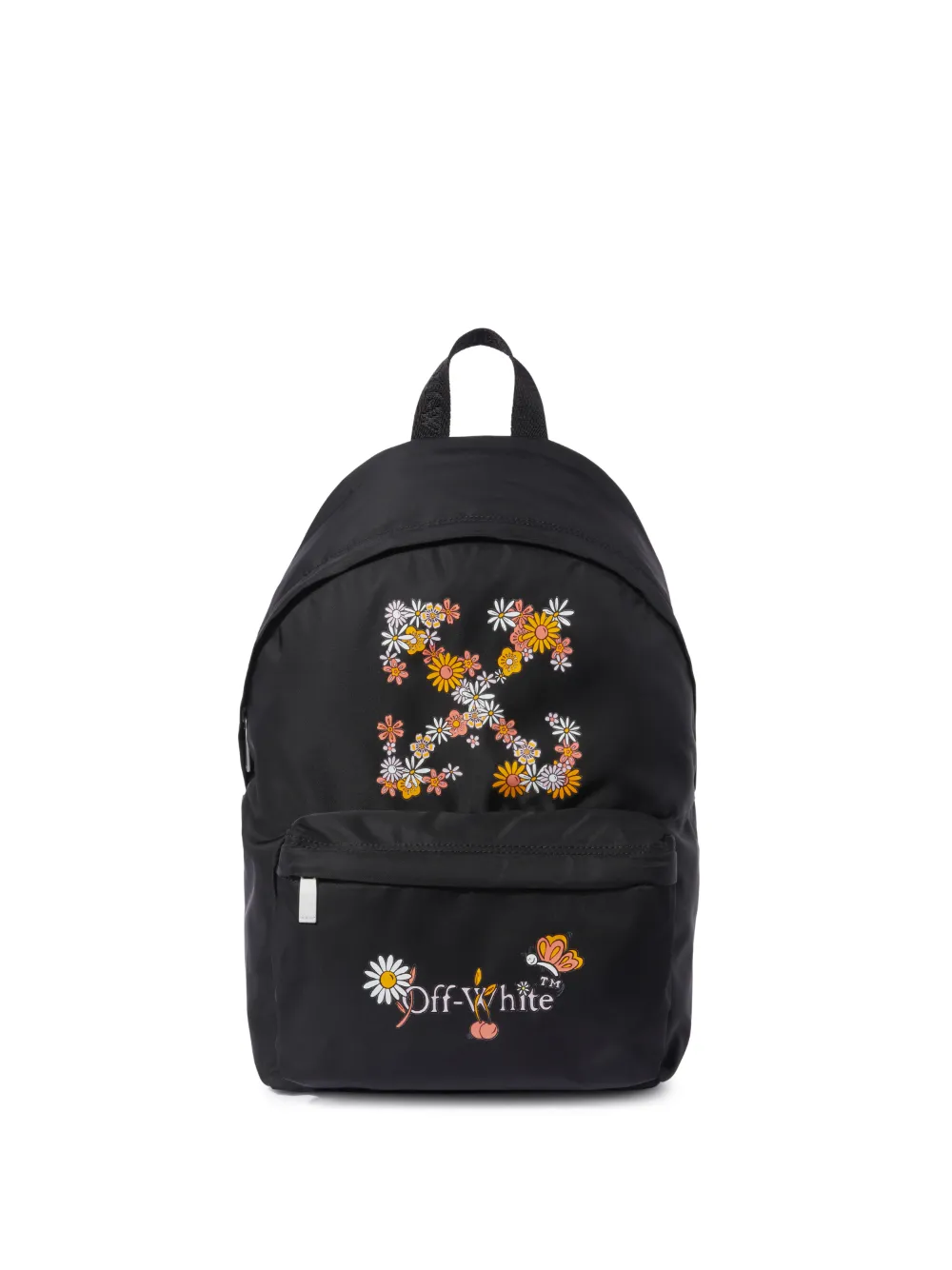 Black backpack with outlet flowers