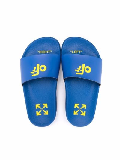 Off white blue discount logo pool slides