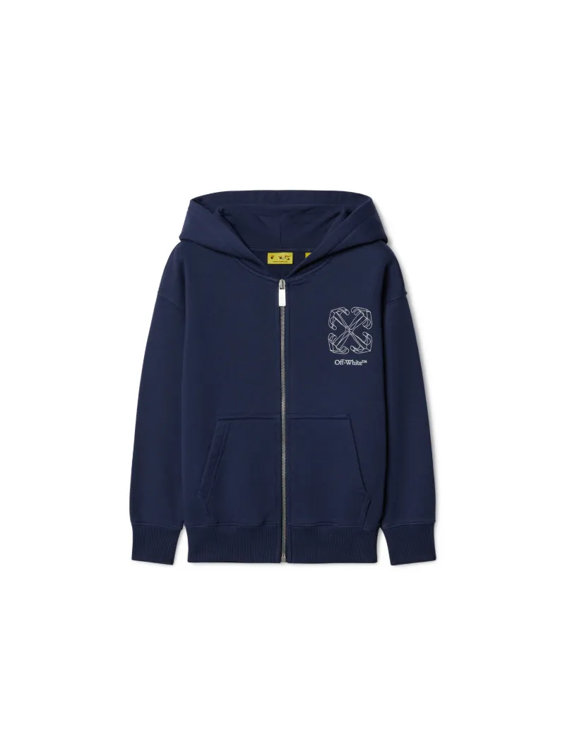 NAVY BLUE 3D ARROW ZIPPED HOODIE on Sale Off White Official GB