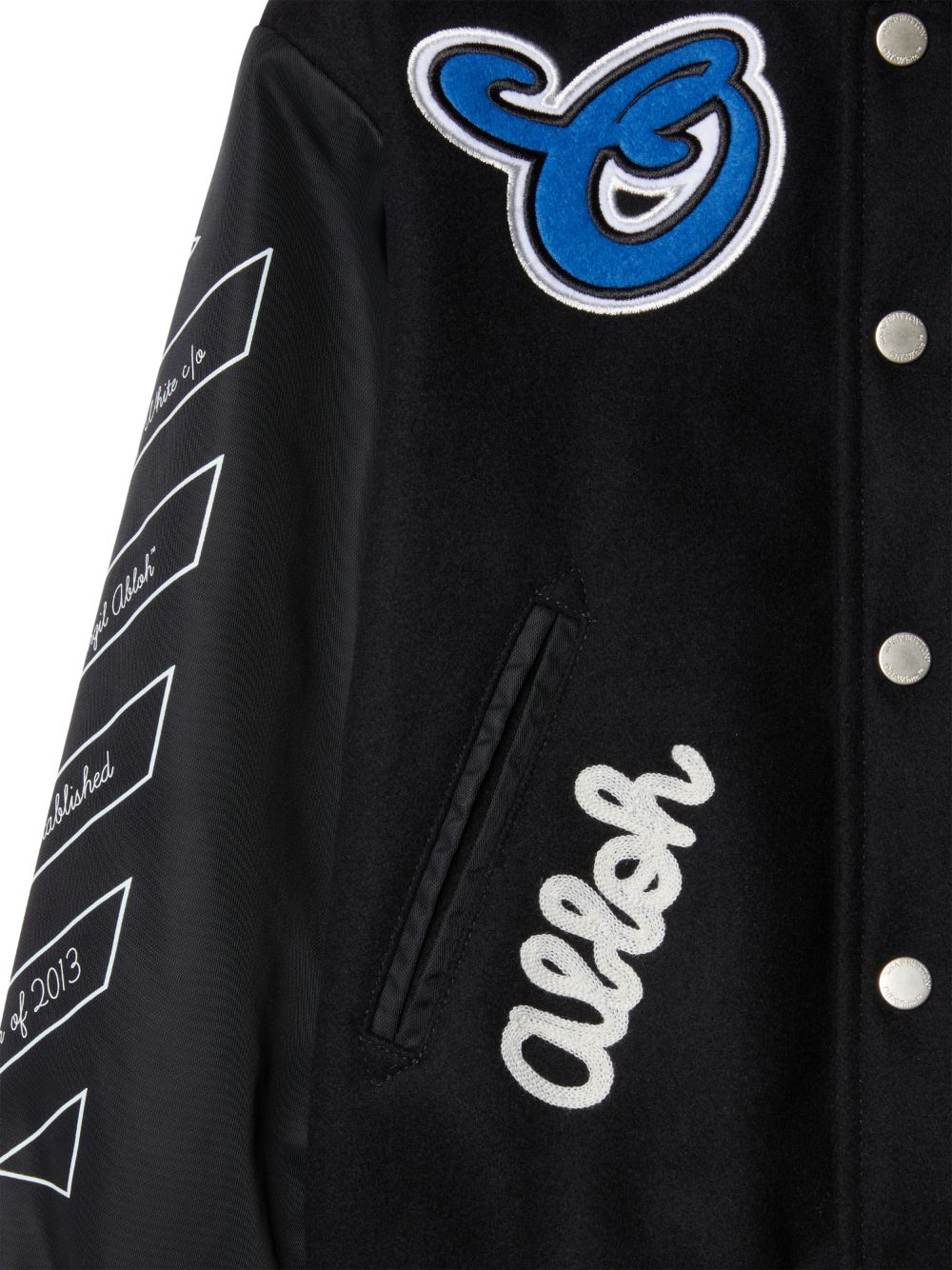 Ow Patch Varsity Jacket in black | Off-White™ Official IL
