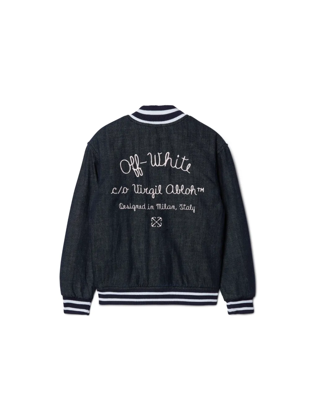 SCRIPT DENIM VARSITY JACKET