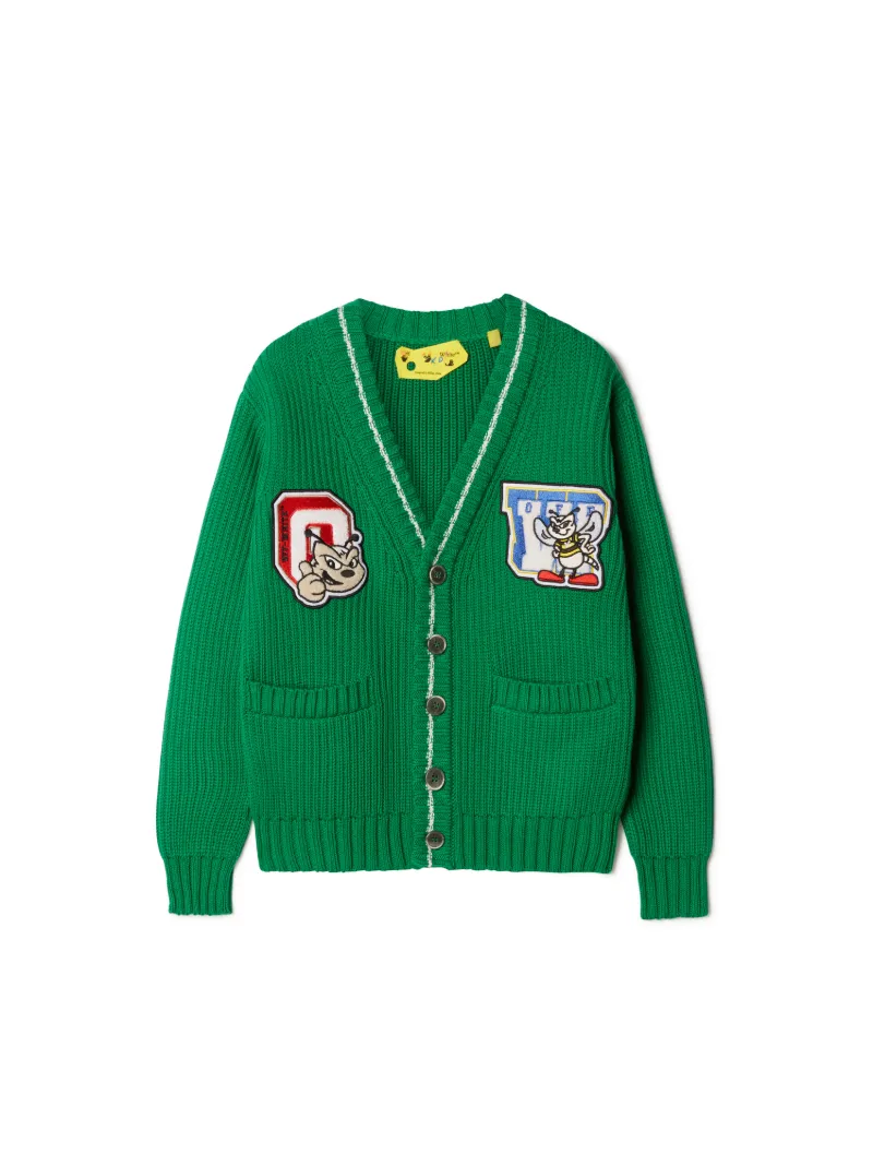 Strick-Cardigan mit Ow-Aufnäher