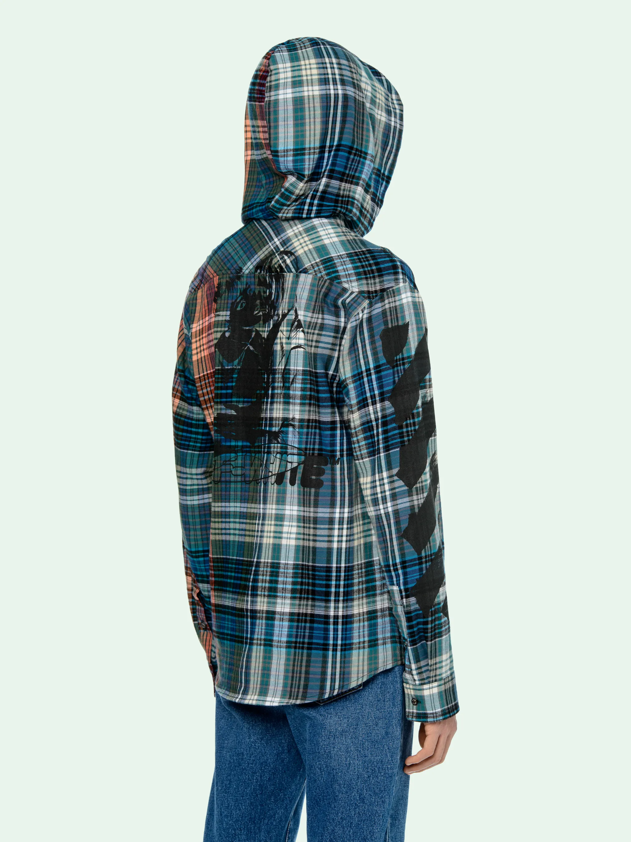 off white hooded shirt