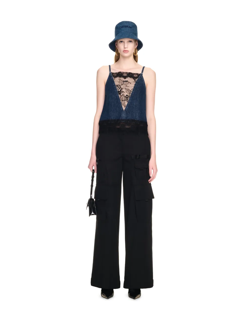LACE 20S SLIP DENIM TOP in blue | Off-White™ Official US