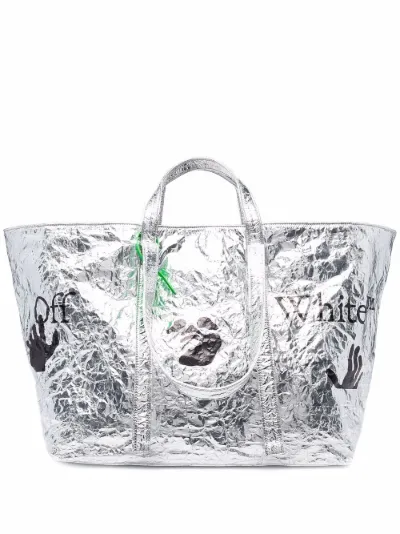 Off White large metallic Commercial tote bag Eraldo US