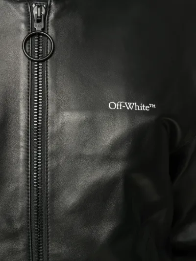 off white leather bomber jacket