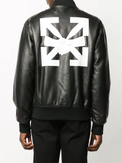 off white leather bomber jacket