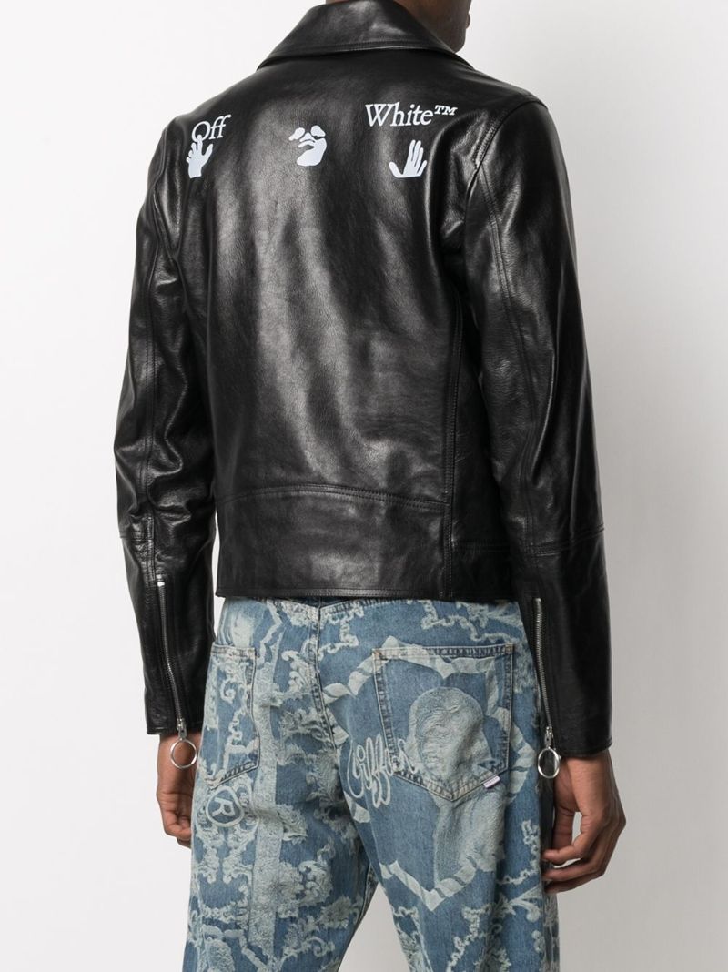 off white biker leather jacket