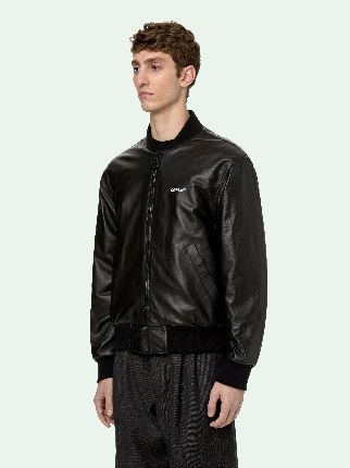 off white leather bomber