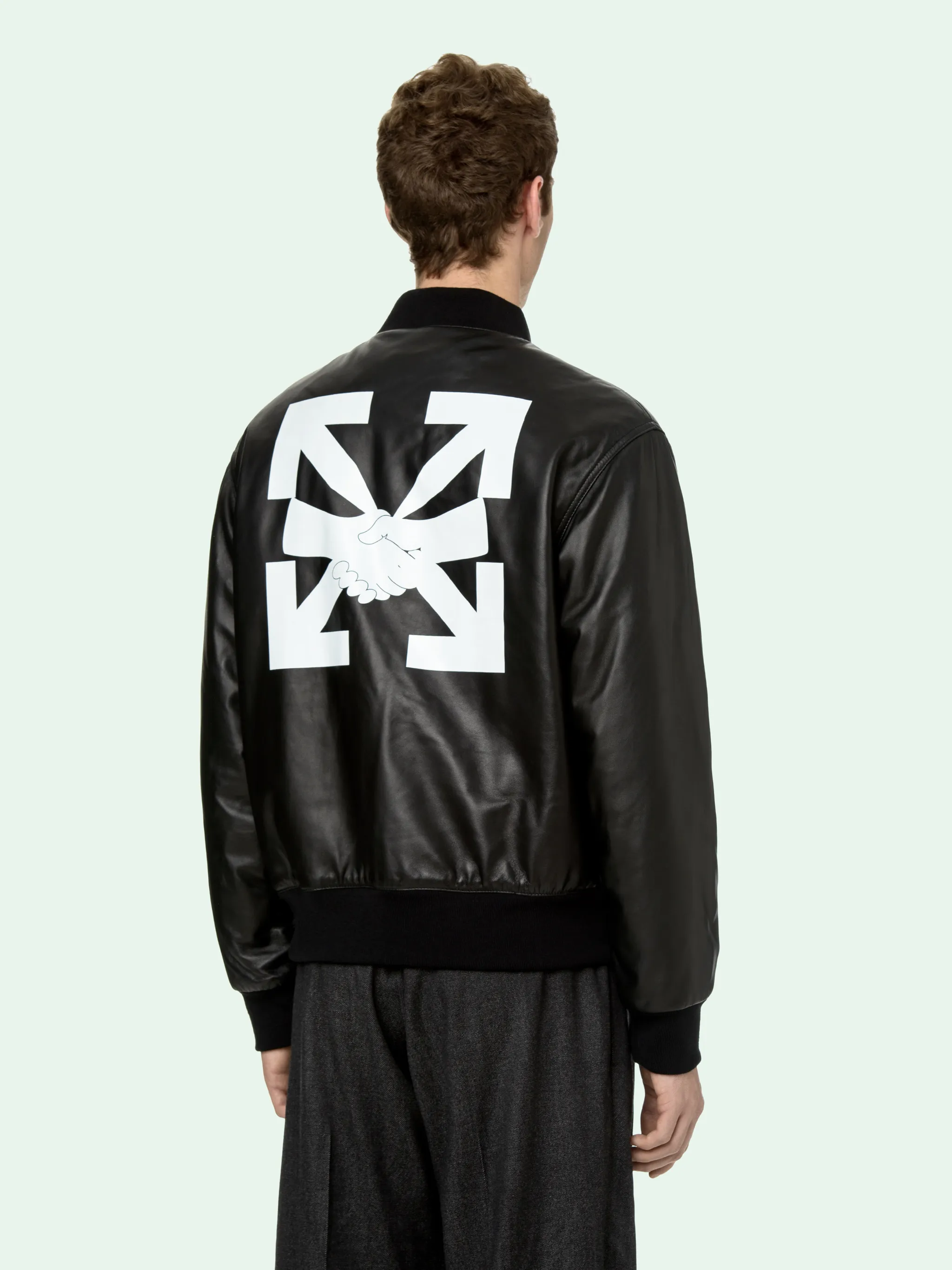 off white bomber jacket black