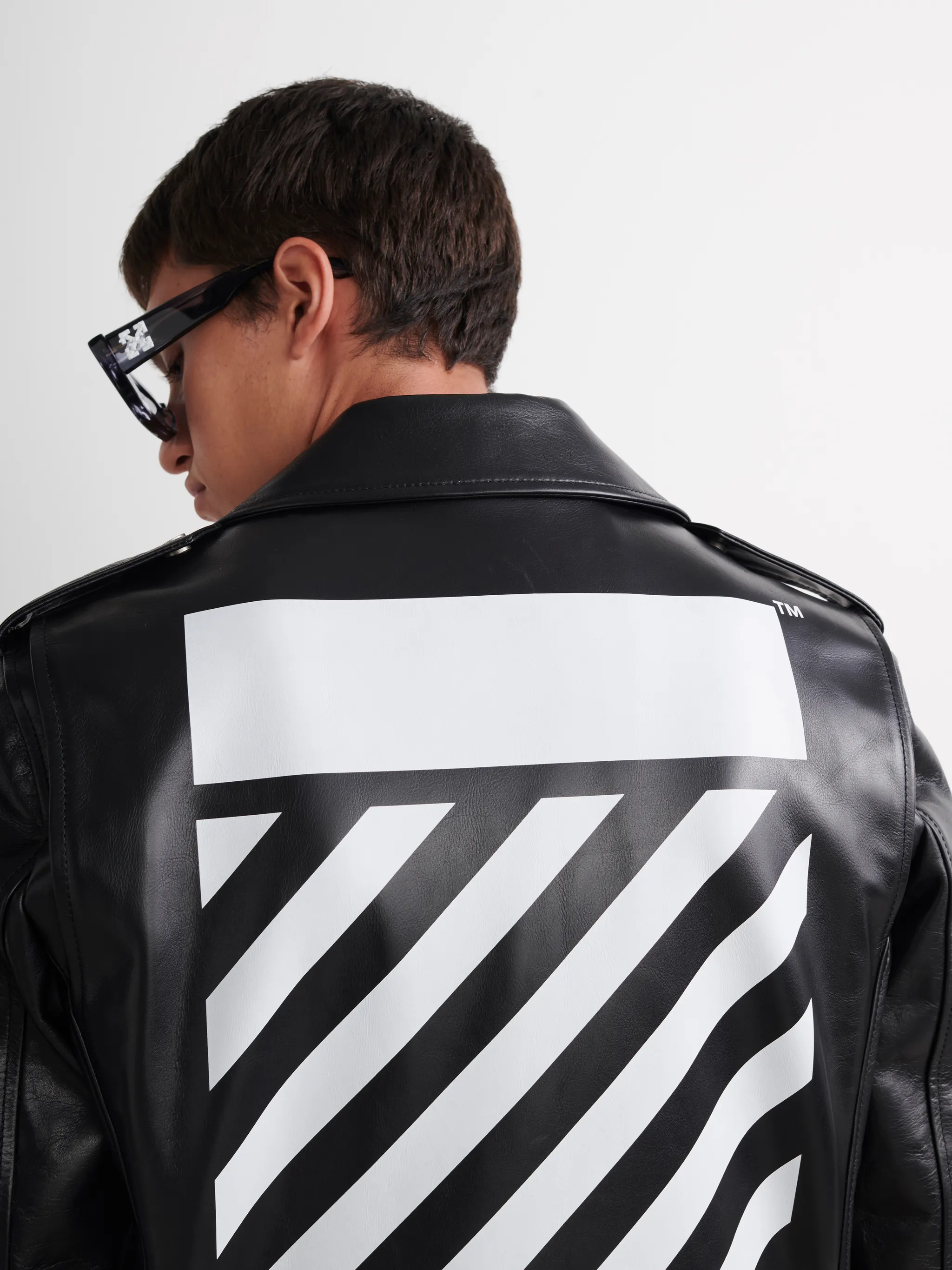 off white leather bomber jacket