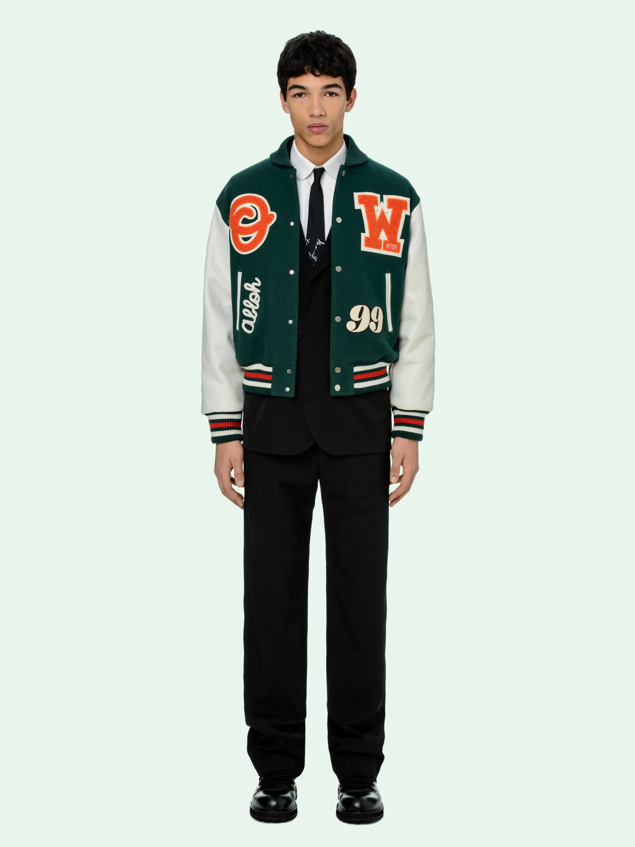 off white college jacket