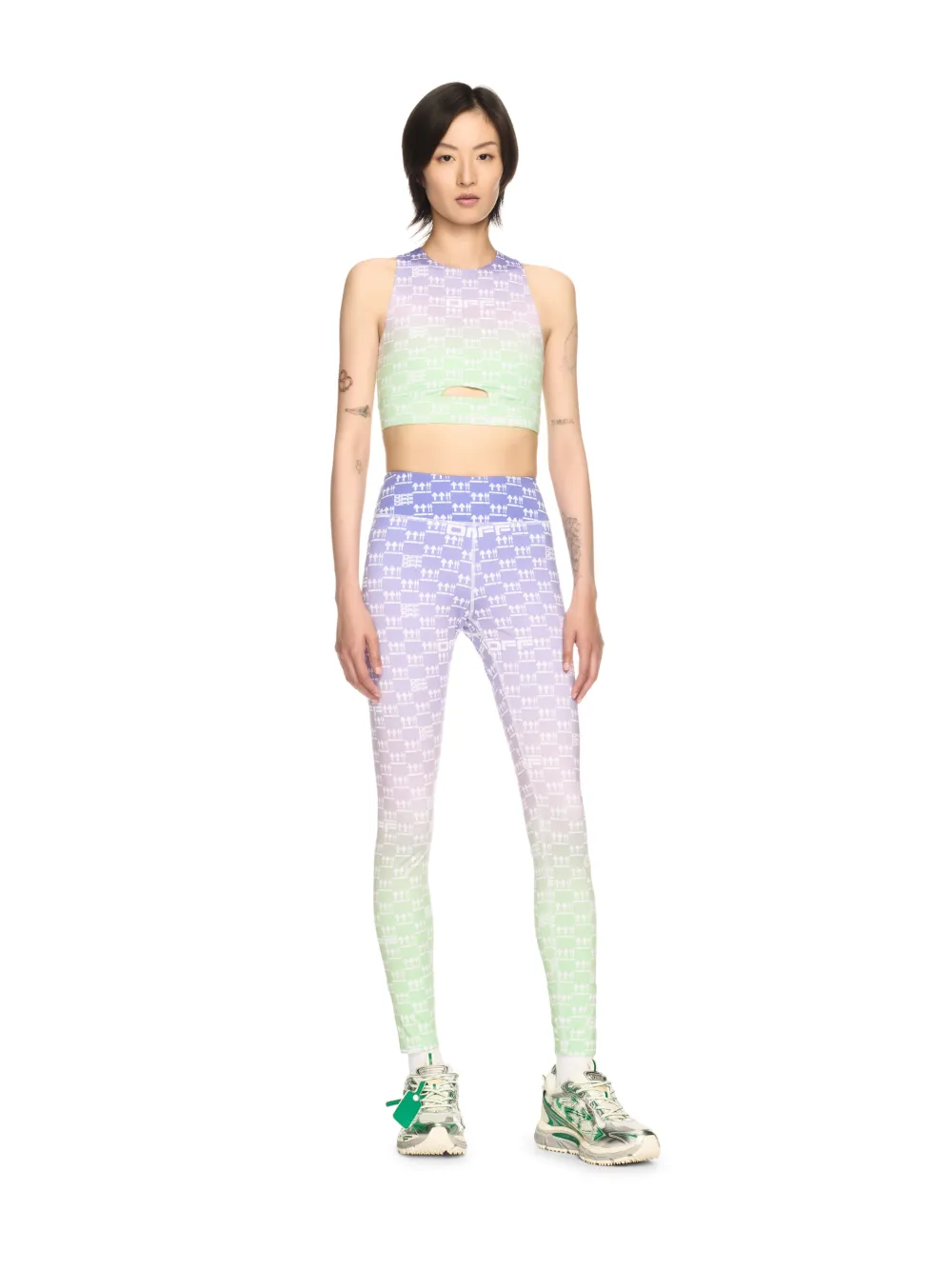 LILA/GRÜNE DOPPEL-PFEIL LEGGINGS