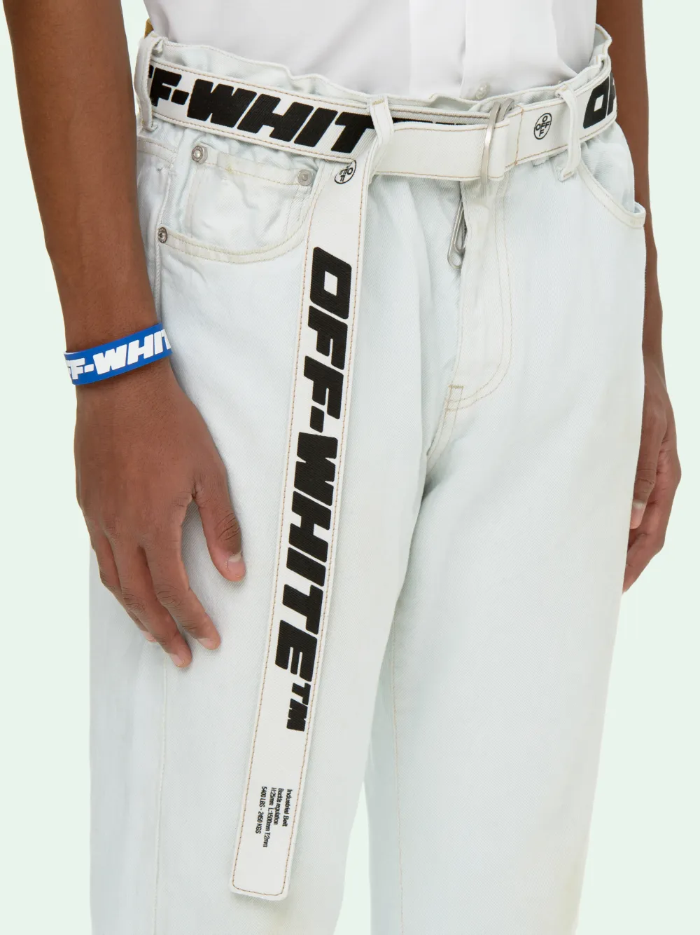 off white belt pants