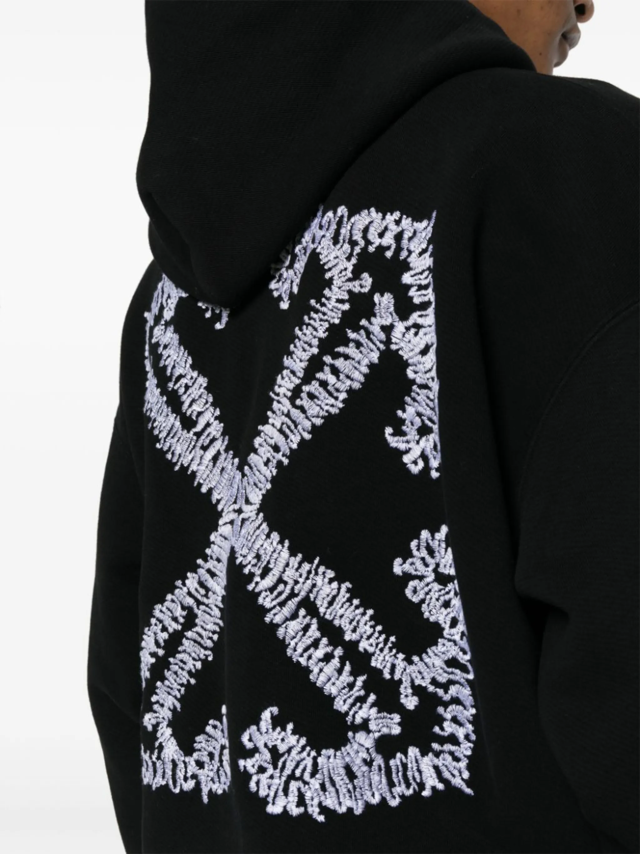Off-White logo-embroidered organic-cotton hoodie | Eraldo.com GW 