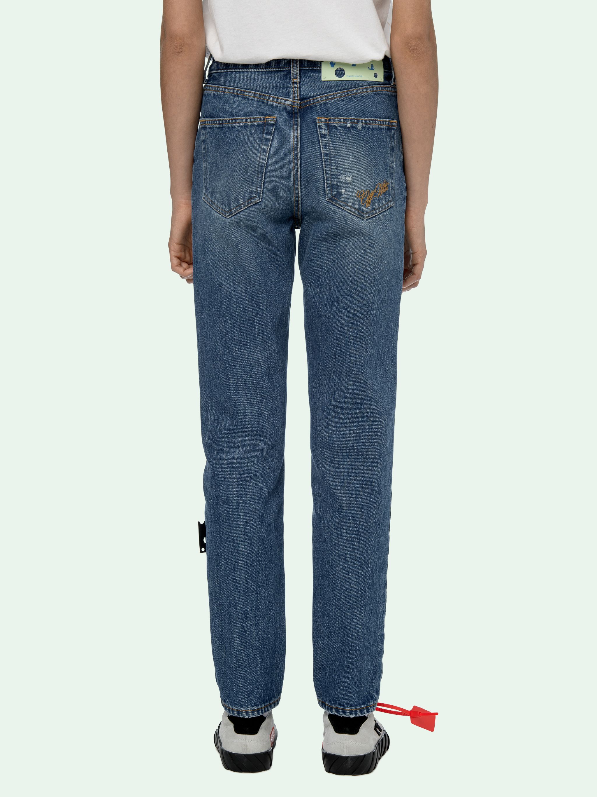 off white straight leg jeans