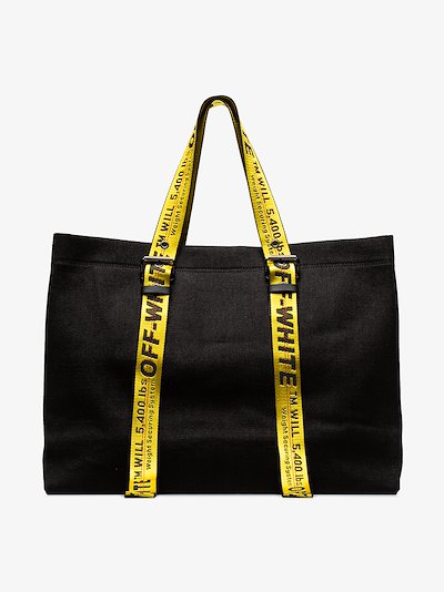 off white canvas tote bag pink Off-White logo handle cotton-canvas tote bag | Browns
