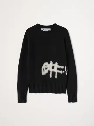 LOGO INTARSIA CREWNECK in black Off White Official IT