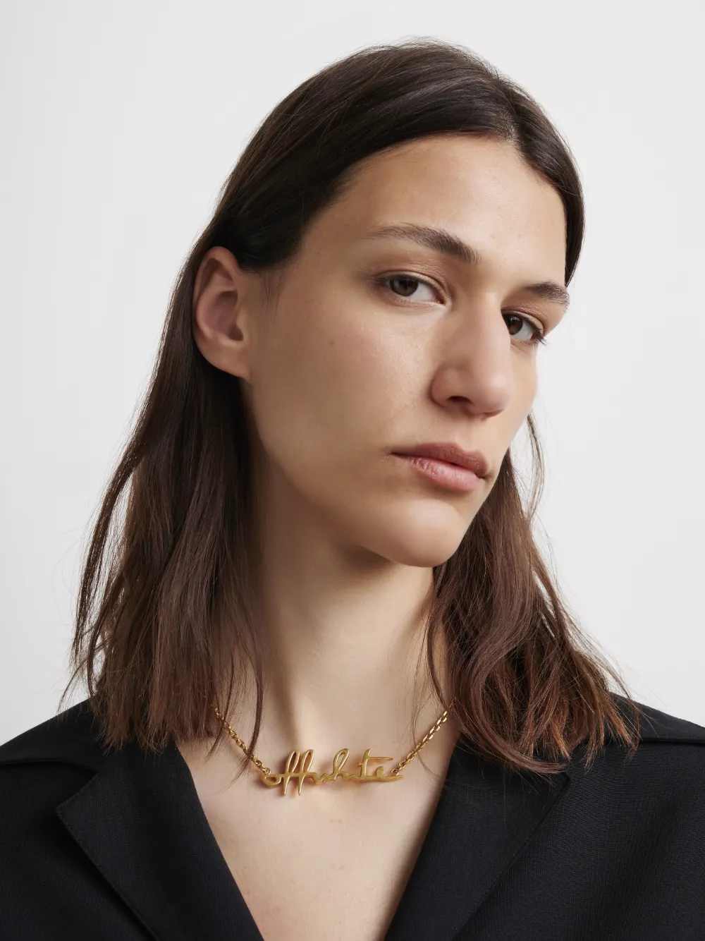Logo Necklace in gold Off White Official US