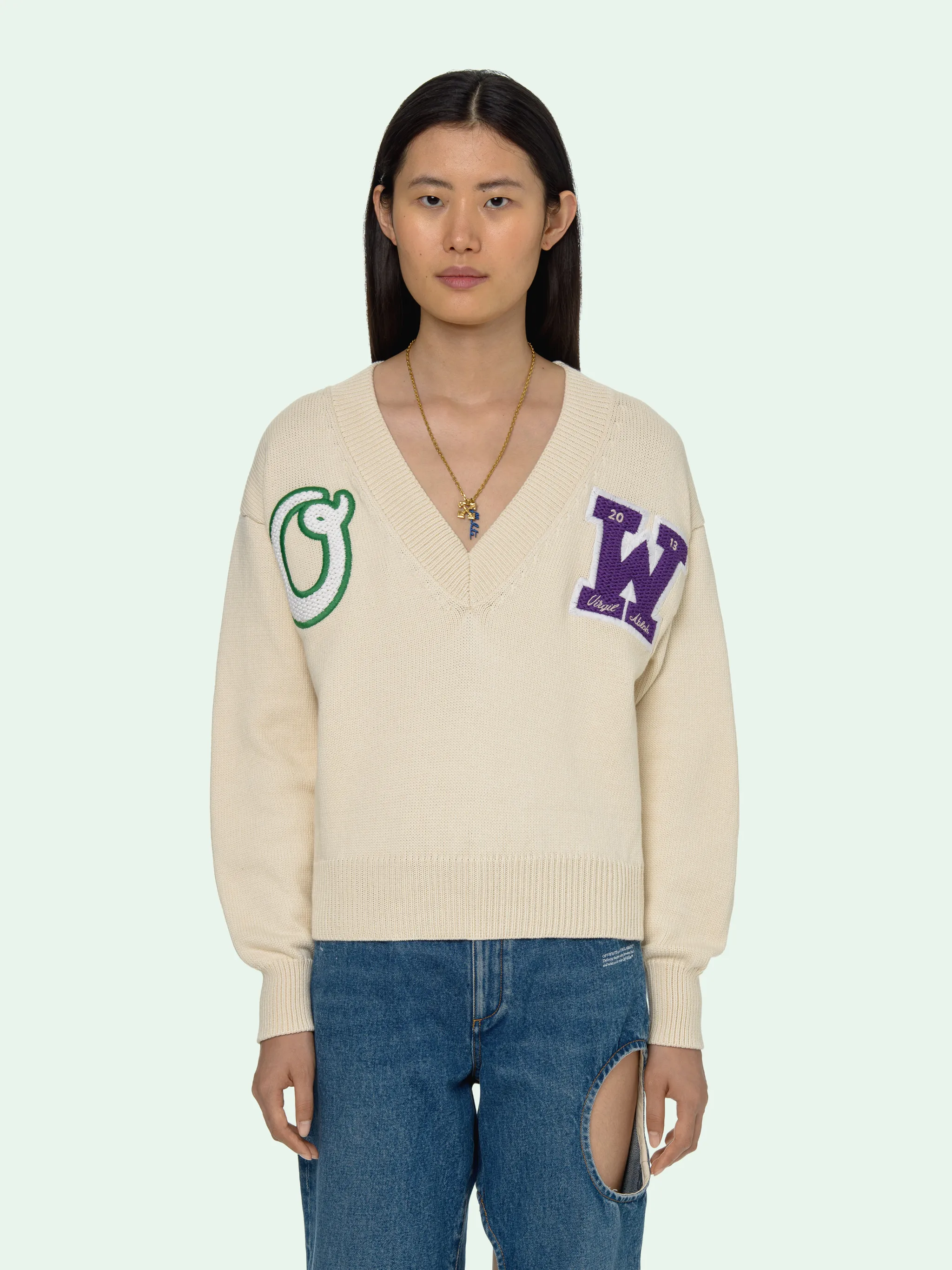 patch sleeve sweater
