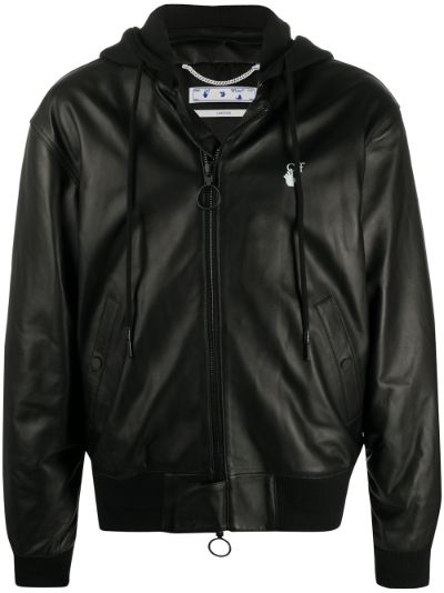 logo-print leather bomber jacket | Off-White | Eraldo.com