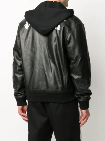 off white leather bomber jacket