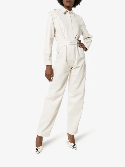 white leather jumpsuit