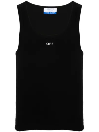 Off white ribbed tank top sale