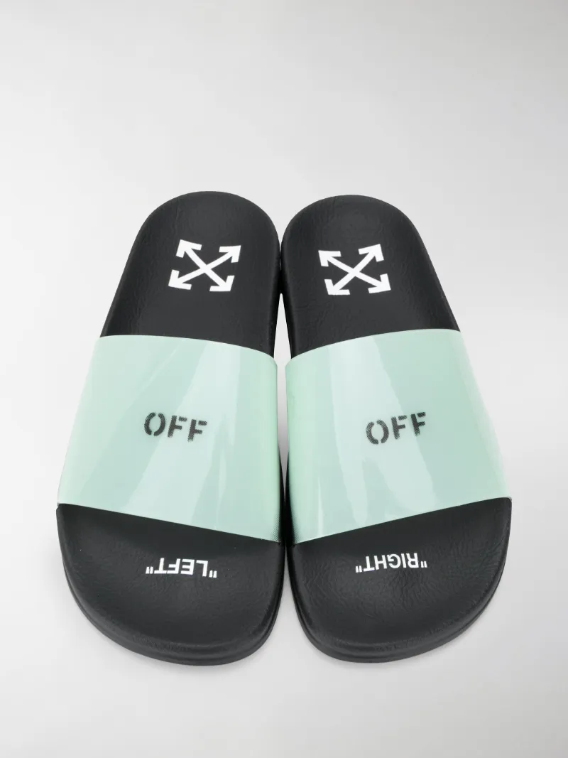 off white black stamp slides
